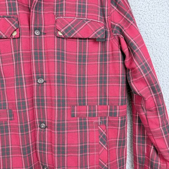 Vintage Y2K Quiksilver Quilted Flannel Shacket Red Black Plaid Mens M Surf Skate - Picture 11 of 11